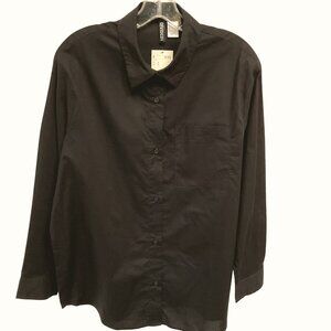 H&M Mens Black Cotton Button-Up Shirt NWT Size S